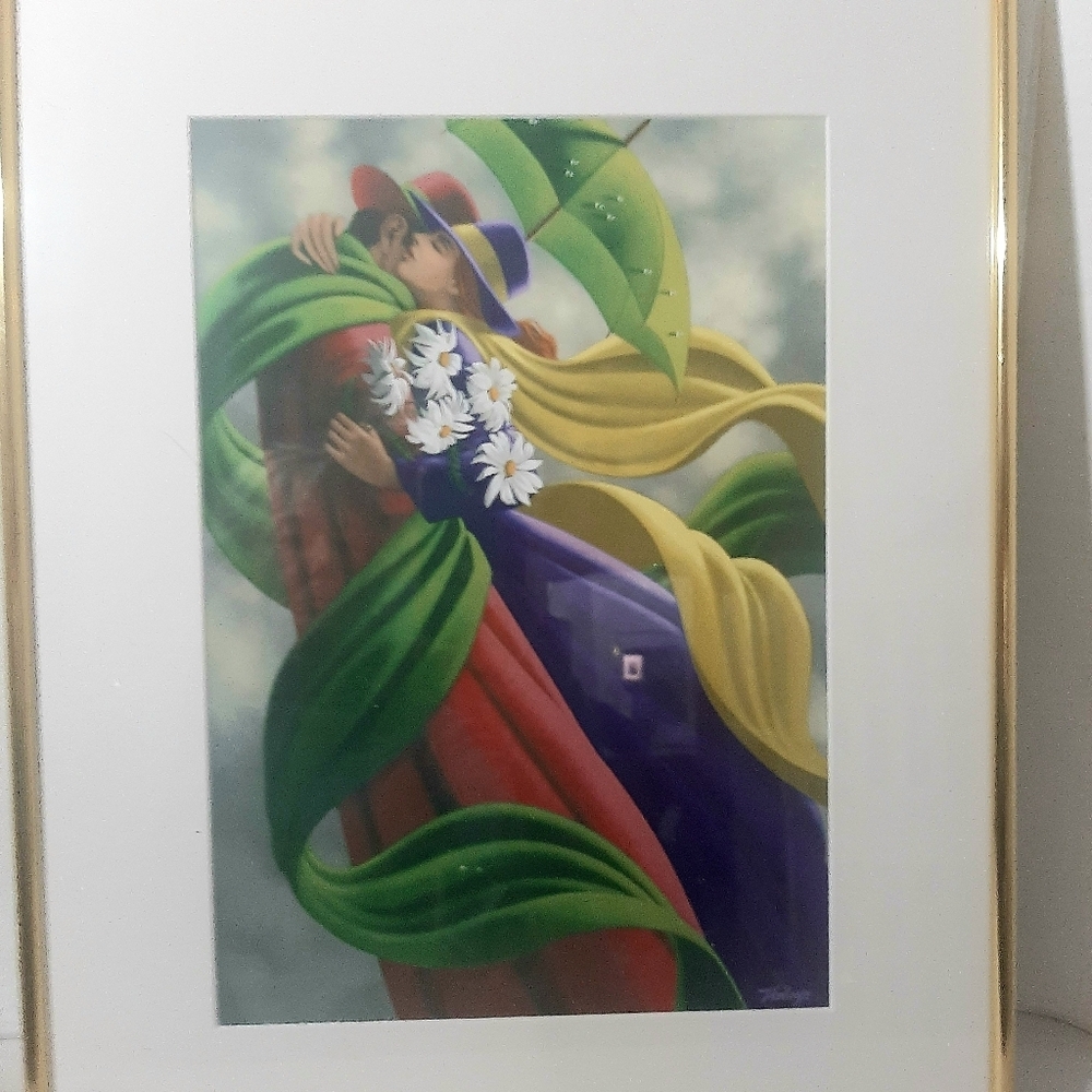 Art Deco Romantic Embrace Framed Art Print. Claude Theberge "Indian Summer"